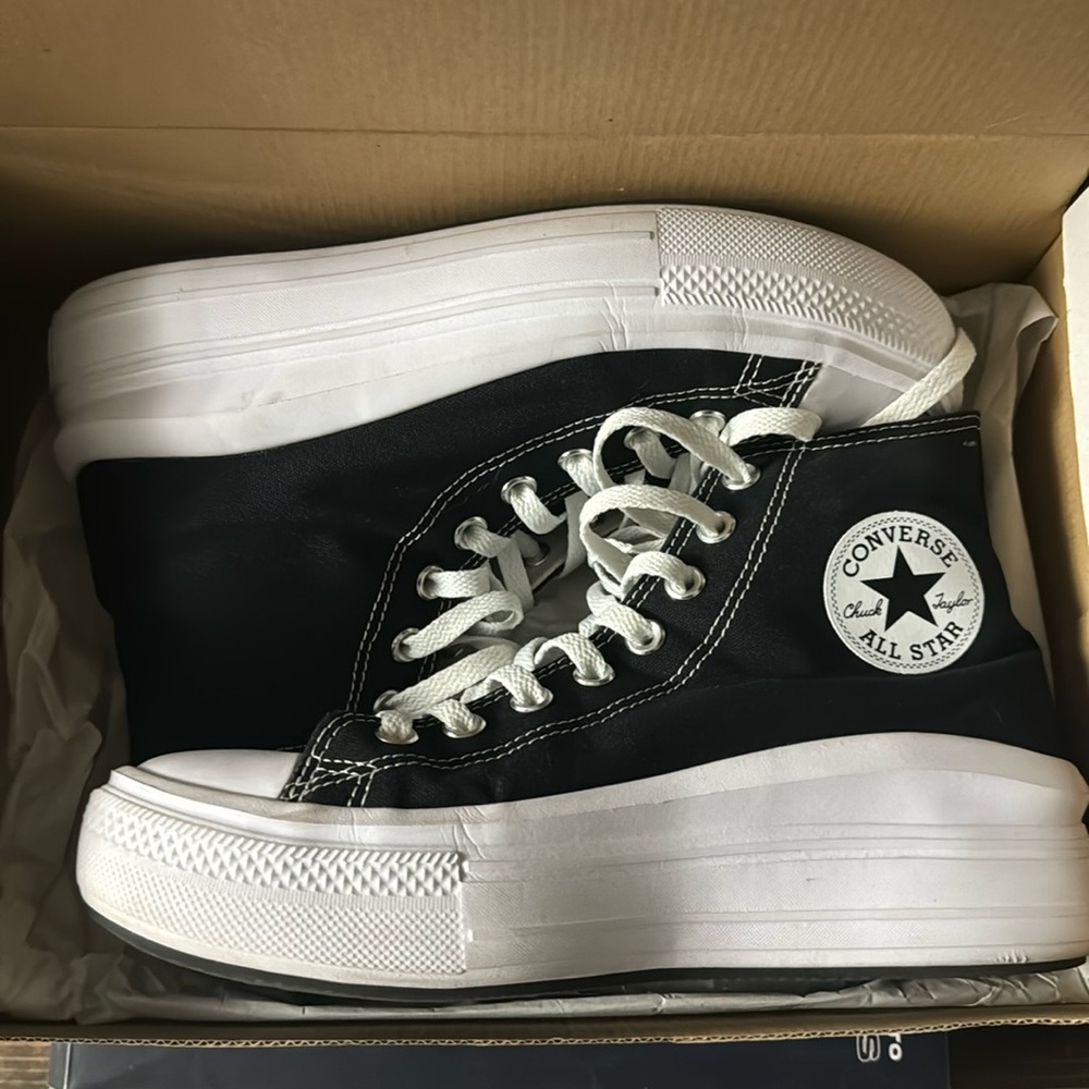 Black high top platform converse
